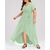 image:imageTalisea Plus Size Wedding Guest Dress  High Low Chiffon Ruffle Formal GownSage Green