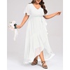 image:imageTalisea Plus Size Wedding Guest Dress  High Low Chiffon Ruffle Formal GownWhite