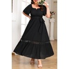 image:imageTalisea Plus Size Wedding Guest Dress Square Neck Flutter Sleeve Maxi DressBlack