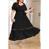image:imageTalisea Plus Size Wedding Guest Dress Square Neck Flutter Sleeve Maxi DressBlack