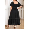image:imageTalisea Plus Size Wedding Guest Dress Square Neck Flutter Sleeve Maxi DressBlack