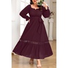 image:imageTalisea Plus Size Wedding Guest Dress Square Neck Flutter Sleeve Maxi DressBurgundy