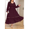 image:imageTalisea Plus Size Wedding Guest Dress Square Neck Flutter Sleeve Maxi DressBurgundy