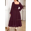 image:imageTalisea Plus Size Wedding Guest Dress Square Neck Flutter Sleeve Maxi DressBurgundy