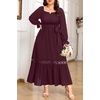 image:imageTalisea Plus Size Wedding Guest Dress Square Neck Flutter Sleeve Maxi DressBurgundy