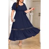image:imageTalisea Plus Size Wedding Guest Dress Square Neck Flutter Sleeve Maxi DressNavy