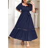 image:imageTalisea Plus Size Wedding Guest Dress Square Neck Flutter Sleeve Maxi DressNavy