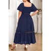 image:imageTalisea Plus Size Wedding Guest Dress Square Neck Flutter Sleeve Maxi DressNavy