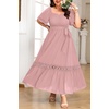 image:imageTalisea Plus Size Wedding Guest Dress Square Neck Flutter Sleeve Maxi DressPink