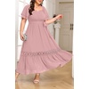 image:imageTalisea Plus Size Wedding Guest Dress Square Neck Flutter Sleeve Maxi DressPink