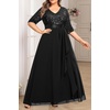image:imageTalisea Women Plus Size Sequin Formal Evening Gown VNeck Ruffle Maxi DressBlack