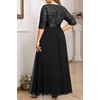 image:imageTalisea Women Plus Size Sequin Formal Evening Gown VNeck Ruffle Maxi DressBlack