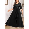 image:imageTalisea Women Plus Size Sequin Formal Evening Gown VNeck Ruffle Maxi DressBlack