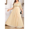 image:imageTalisea Women Plus Size Sequin Formal Evening Gown VNeck Ruffle Maxi DressChampagne