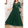 image:imageTalisea Women Plus Size Sequin Formal Evening Gown VNeck Ruffle Maxi DressGreen
