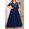 image:imageTalisea Women Plus Size Sequin Formal Evening Gown VNeck Ruffle Maxi DressNavy Blue