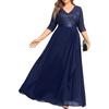 image:imageTalisea Women Plus Size Sequin Formal Evening Gown VNeck Ruffle Maxi DressNavy Blue