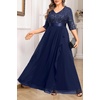 image:imageTalisea Women Plus Size Sequin Formal Evening Gown VNeck Ruffle Maxi DressNavy Blue