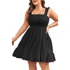 image:imageTalisea Womens Plus Size Eyelet Square Neck Smocked Summer SundressBlack