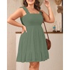 image:imageTalisea Womens Plus Size Eyelet Square Neck Smocked Summer SundressGray Green
