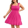 image:imageTalisea Womens Plus Size Eyelet Square Neck Smocked Summer SundressHot Pink
