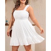 image:imageTalisea Womens Plus Size Eyelet Square Neck Smocked Summer SundressWhite