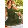 image:imageWomens Wedding Guest Dress Dotted Tulle Smocked Summer Midi SleevelessArmy Green