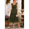 image:imageWomens Wedding Guest Dress Dotted Tulle Smocked Summer Midi SleevelessArmy Green