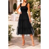 image:imageWomens Wedding Guest Dress Dotted Tulle Smocked Summer Midi SleevelessBlack