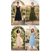 image:imageWomens Wedding Guest Dress Dotted Tulle Smocked Summer Midi SleevelessBlack
