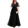 image:imageFormal Dresses Sequin Tulle V Neck A Line Long Dress Prom Evening GownBlack