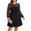 image:imagePlus Size Cocktail Dress Black Lace Long Sleeve Short A Line Dresses WomenLong Sleeve Black