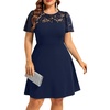 image:imagePlus Size Cocktail Dress Black Lace Long Sleeve Short A Line Dresses WomenNavy Blue