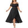 image:imagePlus Size Dresses Wedding Guest Formal Off The Shoulder Chiffon Long DressBlack