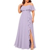 image:imagePlus Size Formal Dresses Off Shoulder Chiffon High Slit Ruffle WeddingLavender