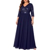 image:imagePlus Size Formal Dresses V Neck 34 Sleeve Sequin Prom Evening Maxi DressNavy Blue