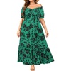 image:imagePlus Size Summer Dresses Off the Shoulder Boho Maxi A Line Long Dress WomenGreen Floral