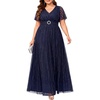 image:imageTalisea Plus Size Sequin Short Sleeve Formal Wedding Guest Maxi DressNavy Blue
