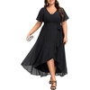 image:imageTalisea Plus Size Wedding Guest Dress  High Low Chiffon Ruffle Formal GownBlack