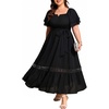 image:imageTalisea Plus Size Wedding Guest Dress Square Neck Flutter Sleeve Maxi DressBlack