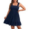 image:imageTalisea Womens Plus Size Eyelet Square Neck Smocked Summer SundressNavy Blue