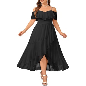 image:imagePlus Size Dresses Wedding Guest Formal Off The Shoulder Chiffon Long DressBlack