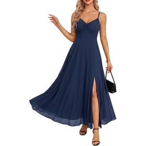 image:imageSummer Wedding Guest Dress Spaghetti Strap Formal A Line Maxi Dresses WomenNavy Blue
