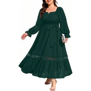 image:imageTalisea Plus Size Wedding Guest Dress Square Neck Flutter Sleeve Maxi DressGreen