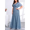 image:imagePlus Size Formal Dress Sequin Lace Mermaid Wedding Guest Maxi GownBlue