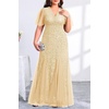 image:imagePlus Size Formal Dress Sequin Lace Mermaid Wedding Guest Maxi GownGold