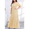 image:imagePlus Size Formal Dress Sequin Lace Mermaid Wedding Guest Maxi GownGold