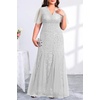 image:imagePlus Size Formal Dress Sequin Lace Mermaid Wedding Guest Maxi GownGrey