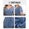 image:imagePlus Size Formal Dress Wedding Guest Chiffon V Neck Ruffle Long Dress WomenGrey Blue