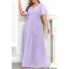 image:imagePlus Size Formal Dress Wedding Guest Chiffon V Neck Ruffle Long Dress WomenLight Lavender